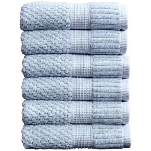 6 Pack 100% Cotton Hand Towels | Blue Towels | Oeko‑TEX Standard 100 | Soft & Absorbent, Quick‑Dry | Trinity Collection - Chambray Blue - color: Chambray Blue, size: Hand Towels (6 Pack)