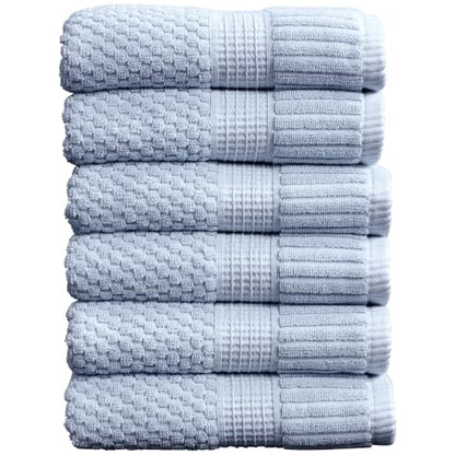6 Pack 100% Cotton Hand Towels | Blue Towels | Oeko‑TEX Standard 100 | Soft & Absorbent, Quick‑Dry | Trinity Collection - Chambray Blue - color: Chambray Blue, size: Hand Towels (6 Pack)