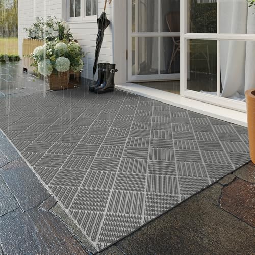 Welcome Door Mat Outside Non-Slip Durable Waterproof Grey 24"x35" | Outside Entrance Heavy Duty Non-Slip Dirt Trapping Rubber Dirt Mats, All Weather for Garage Home Pool Entrance, Easy Clean - color: Grey-b, size: 24''x36''