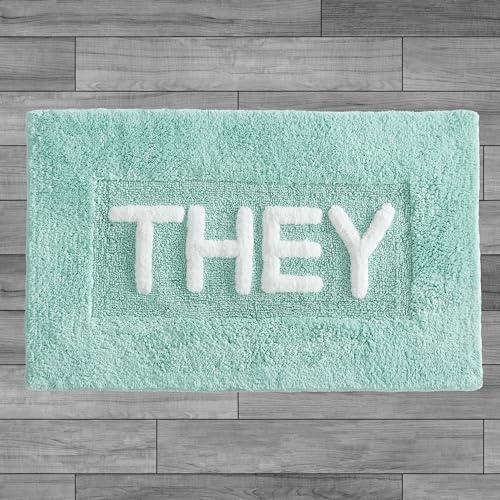 Cotton Bath Rug - Soft Cotton Bath Mat - Bathroom Decor - Water Absorbent and Machine Washable - Measures 21"x34" - They Aqua - color: Aqua, size: 1'9" x 2'10" (Rectangular), style: They