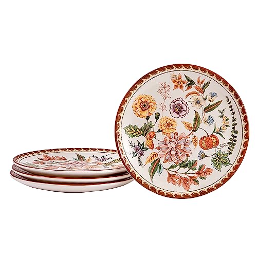 Bico Blooming Moment Salad Plates Set of 4, 8.75 Inch Ceramic Dessert Plates for Salad, Appetizer, Side Dishes, Microwave and Dishwasher Safe, Gift for Housewarming and Thanksgiving - color: Blooming Moment