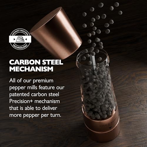 Cole & Mason Derwent Salt & Pepper Mill Gift Set - Refillable Spice Grinder Set 7.5" Salt and Pepper Grinder – Wood - color: Copper