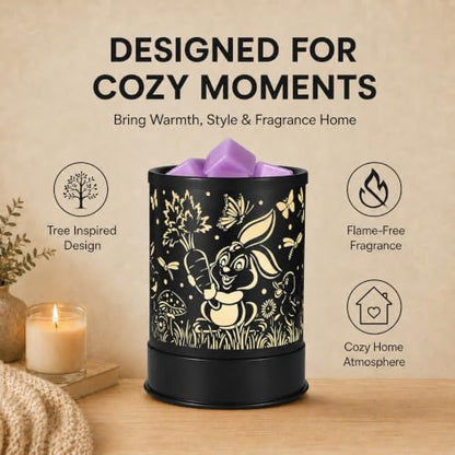 nawaza Wax Melts Warmer Scented Metal 2-in-1 Electric LED Burner Rabbit | Scented candle wax melter, essential oil burner, home office bedroom decor, daily aroma gift - style: Rabbit
