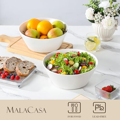 MALACASA 105 OZ Large Serving Bowls Ceramic Salad Soup Bowls Set of 2 | Deep Bowls for Kitchen, Family & Entertaining Salad, Soup, Pho, Fruit, Microwave & Dishwasher Safe, Series REGULAR - size: 105oz(2pcs)