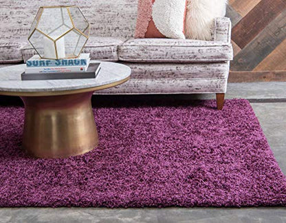 Unique Loom Solid Shag Collection Area Rug (2' x 3' 1" Rectangle, Eggplant Purple) - color: Eggplant Purple, size: 2' x 3'1" (Rectangular)