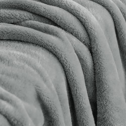 Elegant Throw Blanket for Couch & Sofa, All-Season Lightweight Fleece Blanket, Luxury Soft Cozy Fuzzy Throw for Her Him, Grey, 50 x 56 Inches