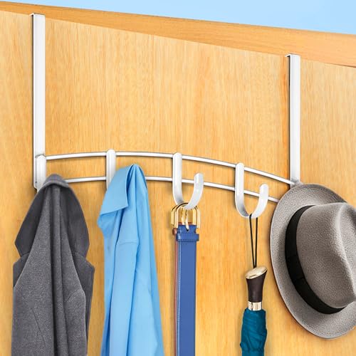LYNK Professional® Home™ Over the Door Hooks - 5 Hook – Over the Door Coat Rack - Over the Door Hanger - Hanging Towels or Clothes - Bathroom, Bedroom, Laundry Room - Lifetime Ltd. Warranty, White - color: White, size: 5 Hooks Meridian