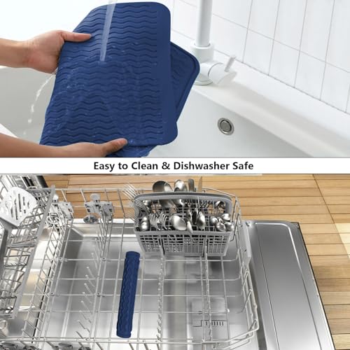 ZLR 4-in-1 Silicone Mat: Air Fryer & Coffee Maker, 12"x12", Midnight Blue | Dish Drying Mat, Heat-Resistant Trivet to 450°F, Appliance Non-Slip Base, Food-Grade, Dishwasher Safe, Rolls Up - color: Midnight Blue, size: 12" x 12"