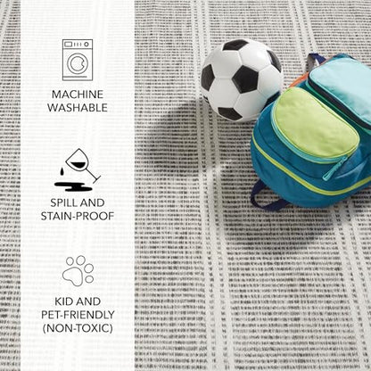 Dash & Albert Malta Grey Striped Washable Runner Rug, 2'6"x8' - color: Grey, size: 2'6" x 8' (Runner)