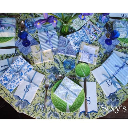 Stxy's Monogram Guest Towels, 40 Lettered Hand Towels - Navy Blue Letter 'S', Decorative Scalloped Monogrammed Paper Napkins, Blue and White Disposable Dinner Napkins for Bathroom, S Gifts - style: S