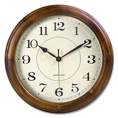 Kesin Wall Clock Wood 14 Inch Silent Wall Clocks Large Decorative | Battery Operated Non Ticking Analog Retro Clock for Living Room, Kitchen, Bedroom