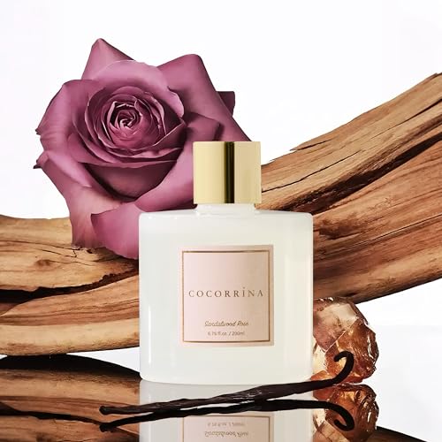 Premium Reed Diffuser Set with Preserved Baby's Breath & Cotton Stick Sandalwood Rose | 6.7oz Scent Fragrance Oil Diffuser for Bedroom Bathroom Home Décor - size: 6.7 Ounce/1pack