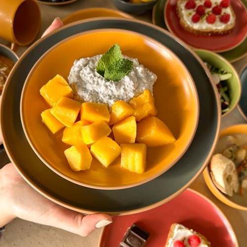MORA Ceramic Artisan Matte Plates Set, 7.8 in - Set of 6 - The Dessert, Salad, Appetizer, Small Dinner etc Plate. Microwave, Oven, and Dishwasher Safe, Scratch Resistant. Kitchen Porcelain Dish - color: Artisan Matte