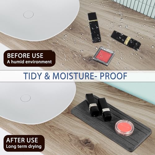 2PCS Water Absorbing Stone Tray, Quick Drying Diatomite Stone Sink Tray, Water Absorbent Diatomite Coasters for Kitchen Sink, Bathroom Counter Hand Soap Dish Toothbrush Holders - color: 2pcs 21×10cm Dark Gray Stripe