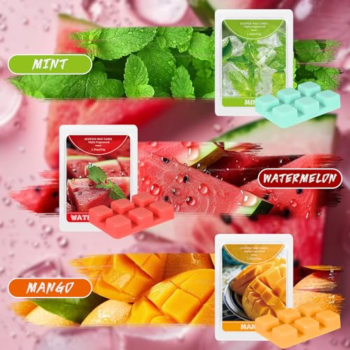 Wax Melts, Scented Wax Cubes Strong Scent, 6 Pack | Summer Scents Soy Wax for Wax Warmer - Pineapple, Watermelon, Strawberry, Mango, Passion Fruit, Mint - size: 6 Pack Fruit Series