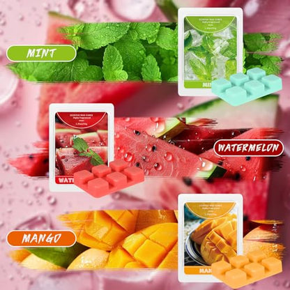 Wax Melts, Scented Wax Cubes Strong Scent, 6 Pack | Summer Scents Soy Wax for Wax Warmer - Pineapple, Watermelon, Strawberry, Mango, Passion Fruit, Mint - size: 6 Pack Fruit Series