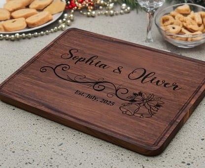 Personalized Cutting Board, Wedding Gifts for Couples 2026, Custom Engraved Unique Present with Names & Date, Unique Holiday, Bridal Shower, Engament, Christmas,Housewarming, Anniversary & Newlyweds