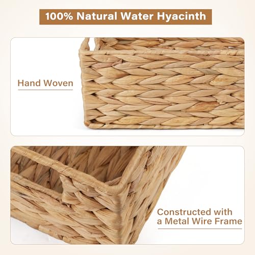 LotFancy Bathroom Basket, 2 Pack Water Hyacinth Toilet Paper Basket, Hand Woven Back of Toilet Organizer for Toilet Tank Top Countertop, Wicker Baskets for Shelves