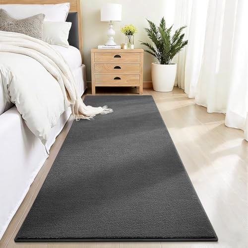 Vasofe Grey Hallway Runner Rug, 2x6 Runner Rugs Non Slip, Bedroom Carpet | Indoor Thickened Memory Foam Bedside Rugs for Bedroom Dorm Boys Room, Washable Low Pile Carpets for Entrance Hall - color: Grey, size: 2' x 6' (Rectangular)