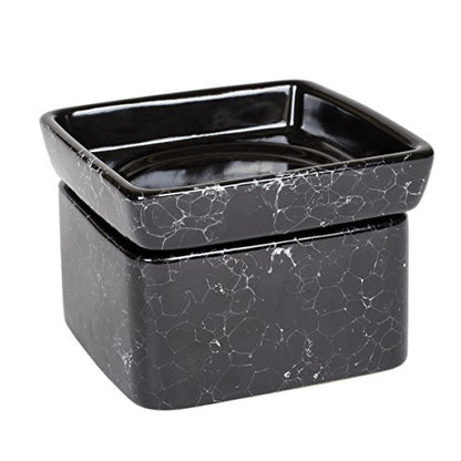 Black Ceramic Stoneware Electric 2-in-1 Tart Wax Oil Candle Warmer (1, Black Marble) - color: Black Marble