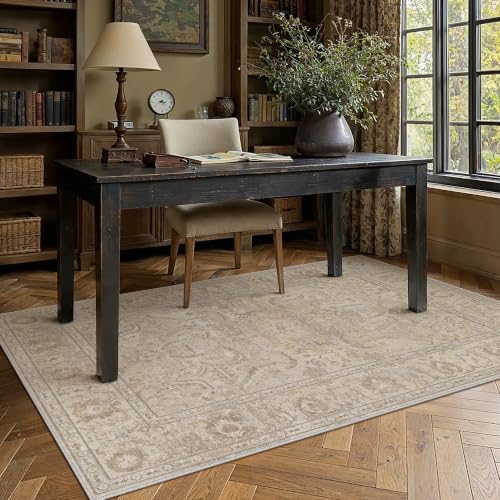 Area Rugs 3x5 Washable Rugs for Living Room Non-Shedding Bedroom Rug Textured Distressed Non Slip Stain Resistant Low Pile Throw Carpet for Home Decor (Brown) - color: Beige Brown, size: 3' x 5' (Rectangular)
