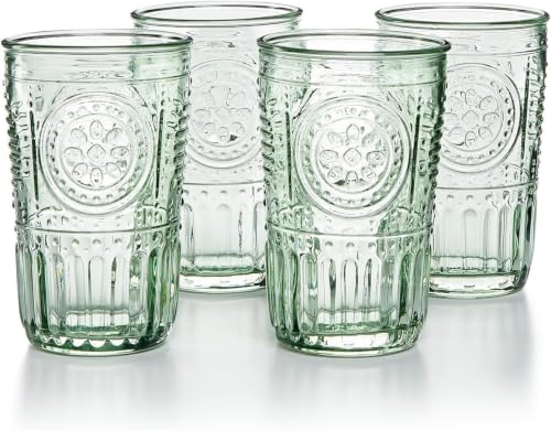 Bormioli Rocco Romantic Set Of 4 Cooler Glasses, 16 Oz. Colored Crystal Glass, Pastel Green, Made In Italy. (Pack of 6) - color: Pastel Green, size: 4 Count (Pack of 6)