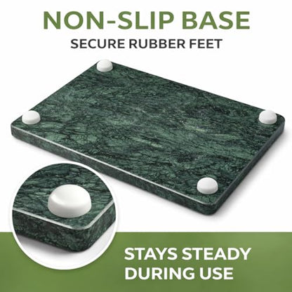 Marble Cheese and Pastry Board 16 x 12 Inch | Natural Carrara Marble, Cutting Board and Serving Tray, For Dough, Bread, Pizza, Charcuterie, Heavy, Non-Slip, Gift-Ready - color: Green, size: 16"L x 12"W