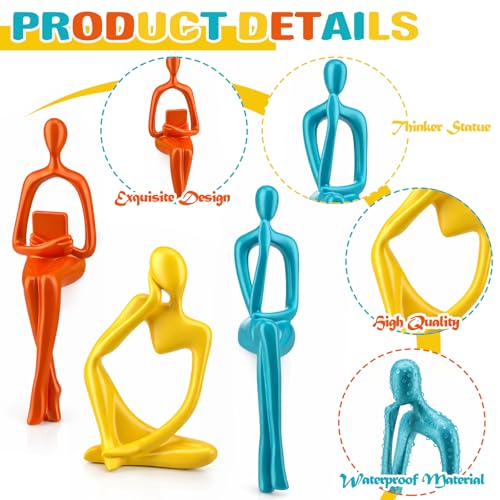 AceOrbit 3 Pcs Mid Century Modern Decor Thinker Statues Bookshelf Decor Thinker Sculptures Abstract Art Ornament Modern Aesthetic Figurine for Home Bedroom Office Shelf Table Desk Bookshelf Decoration - style: Thinker