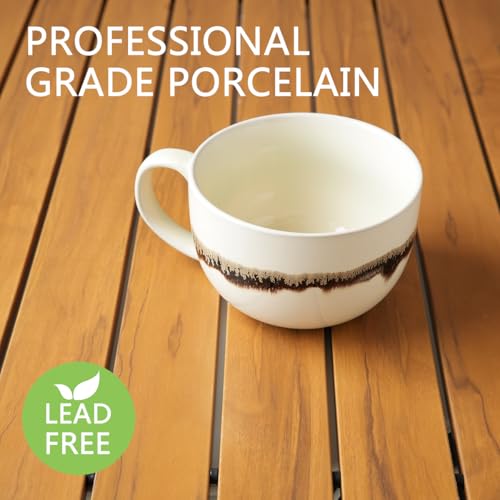 Bosmarlin Ceramic Large Coffee Mug Set of 2, 23 Oz, Jumbo Mug Soup Bowls with Handles, Dishwasher and Microwave Safe (23 Oz, Beige) - color: Beige