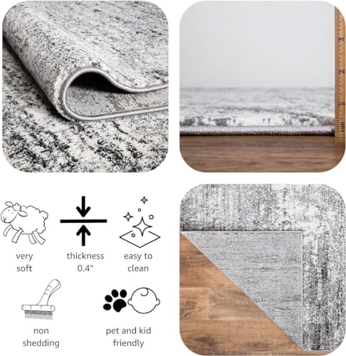 Keen Home Design Abstract Non-Shedding Runner Rug, Soft Thick Pile, 2x8 | Polypropylene High Pile, Jute Back; Ideal For Hallway, Bedside, Home Office - color: Abstract Cream/Grey, size: 2'8" x 7'7" (Runner)
