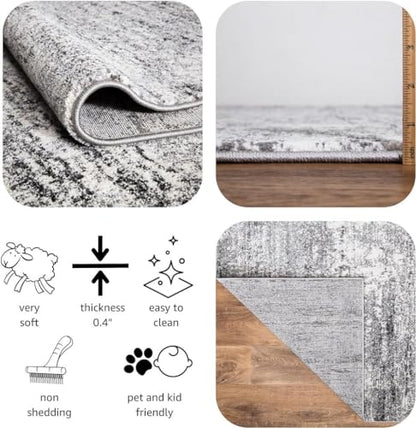 Keen Home Design Abstract Non-Shedding Runner Rug, Soft Thick Pile, 2x10 | Polypropylene High Pile, Jute Back; Ideal For Hallway, Bedside, Landing, Home Office - color: Abstract Cream/Grey, size: 2'8" x 9'11" (Runner)