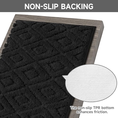 Bsmathom 3 Piece Bathroom Rug Sets, Non Slip Microfiber Bath Mat, Black | Plush Water Absorbent Bath Rug Sets with U-Shaped Contour Toilet Mat, Machine Washable Carpet for Bathroom Sink, Shower - color: Black