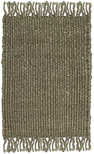 SAFAVIEH Natural Fiber Collection Accent Rug - 2'6" x 4', Green, Handmade Boho Fringe Woven Jute, Ideal for High Traffic Areas in Entryway, Living Room, Bedroom (NF368G) - color: Green, size: 2'6" x 4' (Rectangular)