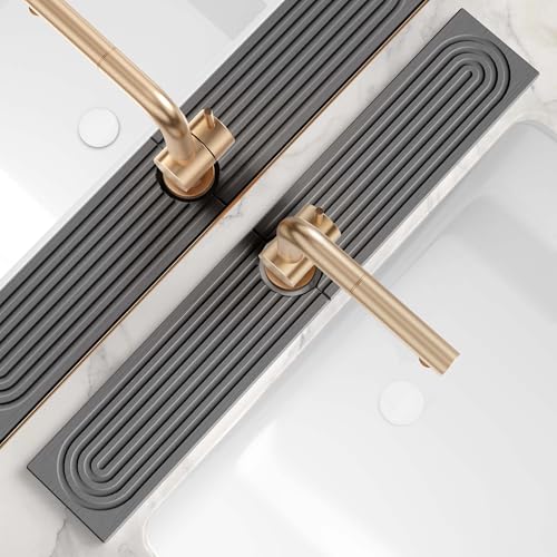 Faucet Splash Guard for Kitchen Sink, Kitchen Sink Faucet Mat with Raised Feet, Durable Drying Matt Kitchen Counter Stone, Water Absorbent Diatomite Drying Mat (Dark Grey, 23.6" x 3.9") - color: Dark Gray, size: 23.6" x 3.9"