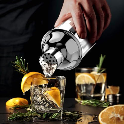 IOV Cocktail Shaker Bar Set, 24oz Martini Shaker with Built-in Strainer, Bar Tool Kit with Recipes Booklet, Professional Stainless Steel Large Bartender Drink Shaker Margarita Alcohol Mixer- Silver - color: 3 Pcs - Silver