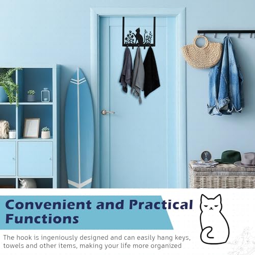 Reallnaive Black Cat Over The Door Hooks Gothic Bathroom Decor Hanger Wall Mount Rack Holder for Towel, Hat, Coat, Cloth, Keychain, Bag, Christmas Gift for Cat Lovers - style: Black Cat