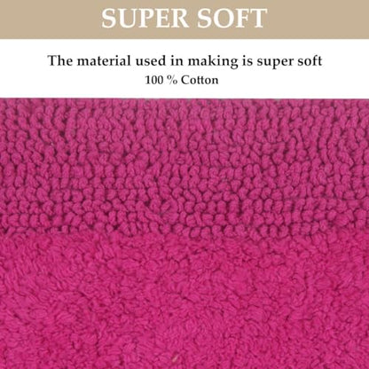 Home Weavers Luxury Collection 100% Cotton Reversible Bathroom Rugs Set, Washable Rug, Extra Soft and Absorbent Bath Rug, Kitchen Mat, 2 Piece Set(S+M), Hot Pink - color: Hot Pink, size: 2 Piece Set(S+M)