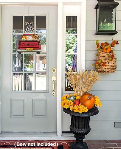 Interchangeable Welcome Sign for Front Door Red Farmhouse Truck Decor Hanging Sign with 11 Interchangeable Seasonal and Holiday Decor Signs 12x14 in. (Country Rustic) - style: Country Rustic