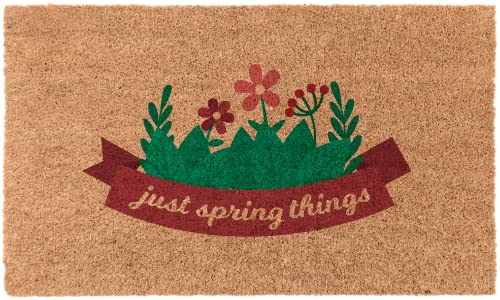 COCO MATS 'N MORE Spring Coir Doormat – Durable Coir Door Mat with Vinyl Backing, Stylish Outdoor Mat for Entryway, Porch Mat, and Front Door Mat (|18" X 30" | Just Spring Things | Made in USA) - color: Just Spring Things, size: 18" X 30"