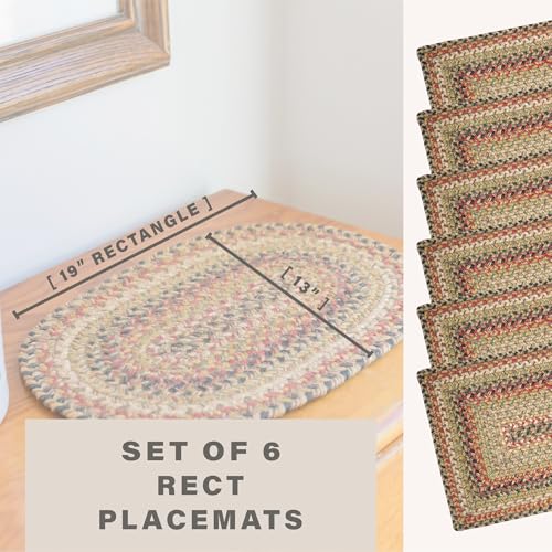 Homespice Kingston Jute Braided Placemats, Rect 13x19 Set of 6 | Multicolor Protects Tabletop in Style and Everyday and Holiday Table Mats, Rich Colors, Reversible and Durable - color: Kingston