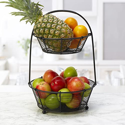 Gourmet Basics by Mikasa Tulsa Fruit Metal Storage Basket, 2-Tier - style: Tulsa