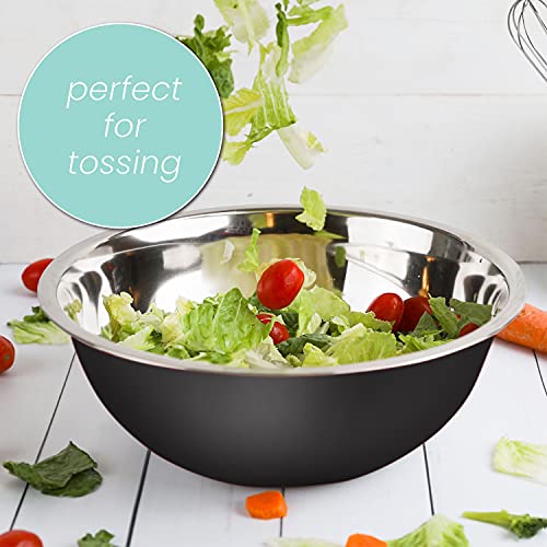 Stainless Steel Mixing Bowls Set, 5-Piece Meal Prep & Food Storage | .75, 1.5, 3, 4 & 5 Quart Metal Mixing Bowls Set for Prep, Serving, Baking & Food Storage, Ecofriendly, Dishwasher Safe, Black - color: Black