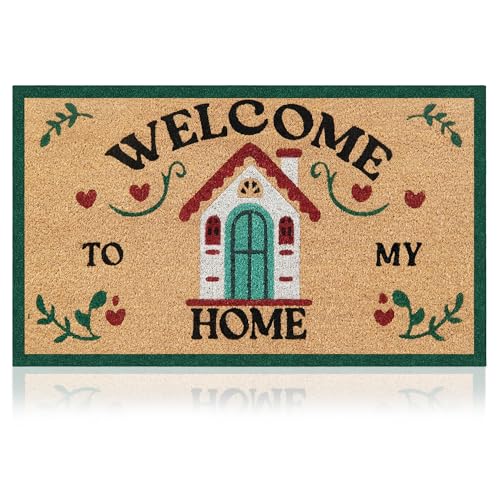 Coir Welcome Mat, Non-Slip, Welcome to My Home, 17x29 in | 100% Natural Coir, Anti-Shedding, Durable PVC Backing, Traps Dirt and Mud, Indoor and Outdoor Entryway, Easy to Clean - color: Welcome to My Home, size: 2'5" x 1'5" (Rectangular)