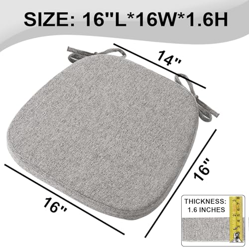 SINOSSO 1 Pack Memory Foam Chair Cushions for Dining Chair, Friendly Woven Fabric 16" U-Shape Comfortable Kitchen Chair Pad, Removable Slip Resistant Seat Cushion (1 Piece, Light Grey) - color: Light Grey