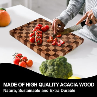 Acacia Wood Cutting Board, 20x15x1.5 Inch, Butcher Block for Kitchen, Premium Acacia Cutting Board with Juice Groove, End Grain Construction from Sustainable Acacia Wood - size: 20"L x 1.5"W