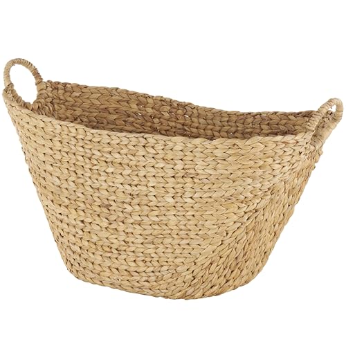 Deco 79 Seagrass Handmade Decorative and Functional Storage Basket Woven Basket Organizer with Ring Handles, Basket for Storage 31" x 19" x 19", Brown - size: 31" x 19" x 19"