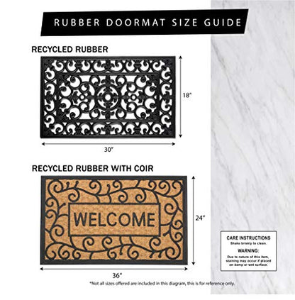 DII Natural Coir Doormat Outdoor Welcome Mat, 17x29, Welcome Swirls