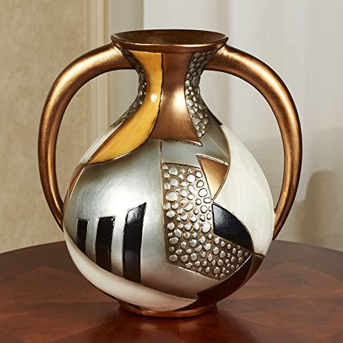 Touch of Class Earths Essence Table Vase, Gold, Black, Amber & Silver | Decorative Centerpieces, Geometric Patterns, For Dining Room, Kitchen, Living Room, Bedroom