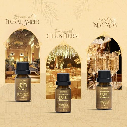 SALKING Essential Oil Diffuser with Luxury Hotel Fragrance Oil Set, 100ml | Aromatherapy Diffuser for Home, Ultrasonic Diffuser, Auto Shut-Off, 8 Color LED Lights, Cool Mist Humidifier,Quiet, Bedroom - color: Wooden Grain + Oil