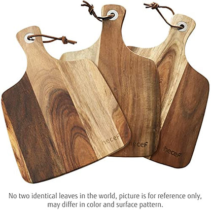 hecef Cheese Board set of 3,a Acacia Wood Cheese Plate, a Knife, a Fork, Charcuterie Board Platter Slate Serving Set for Appetizer Birthdays, Weddings, Housewarming (Cheese board with 2 knives) - size: Medium